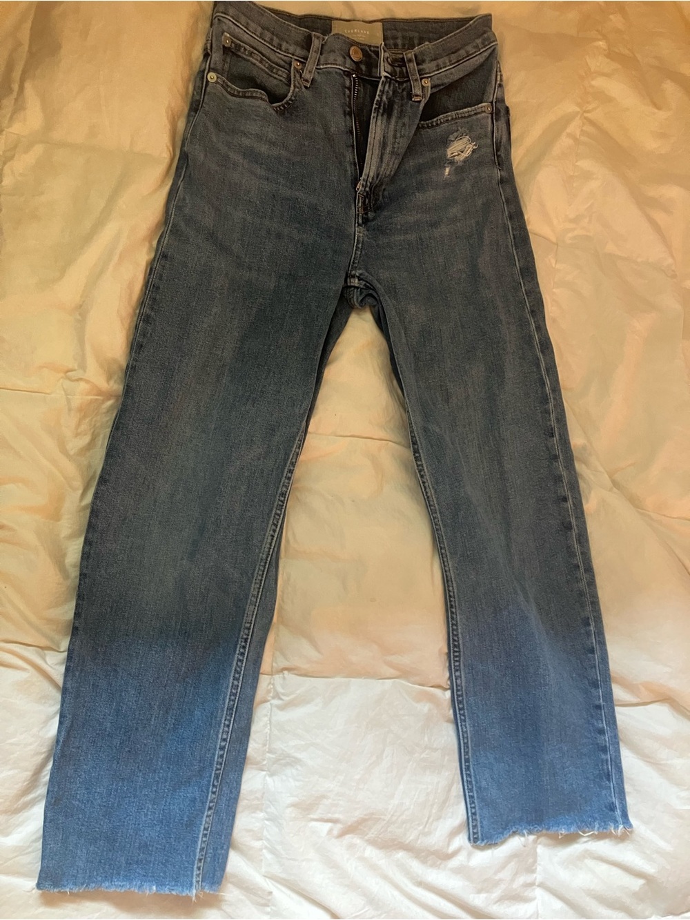 Everlane High-Rise Straight-Leg Jeans in Dark Blue
